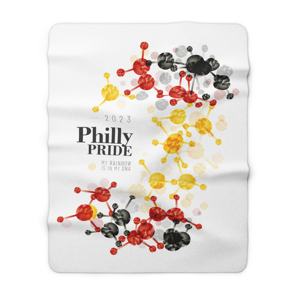 SHAVA CO Rubber Flag 2023 Pride, Philly Sherpa Fleece Blanket - My Rainbow Is In My DNA Printify