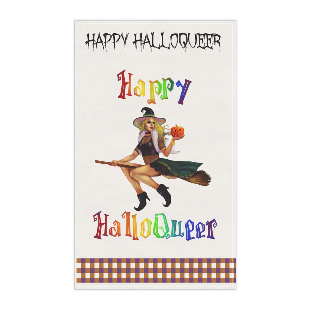 Halloween Kitchen Towel - Happy Halloqueer - Happy HalloQueer White  Bitches Printify