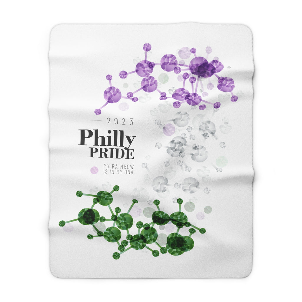 SHAVA CO Genderqueer Flag 2023 Pride, Philly Sherpa Fleece Blanket - My Rainbow Is In My DNA Printify