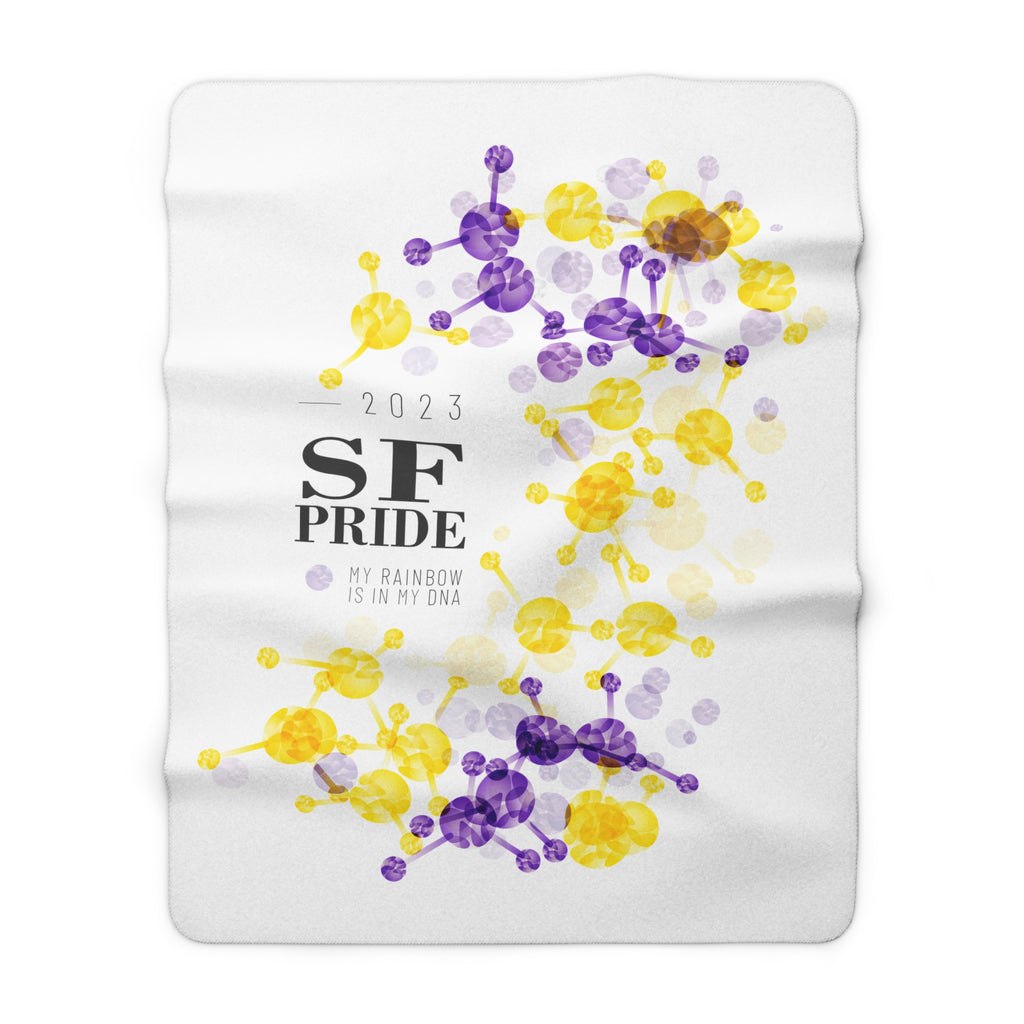 SHAVA CO Intersexual Flag 2023 Pride, San Francisco Sherpa Fleece Blanket - My Rainbow Is In My DNA Printify