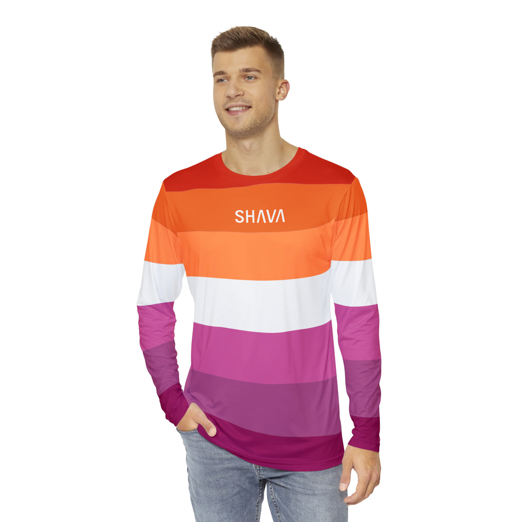 SHAVA CO Lesbian Flag Long Sleeve Shirt Unisex Size Printify