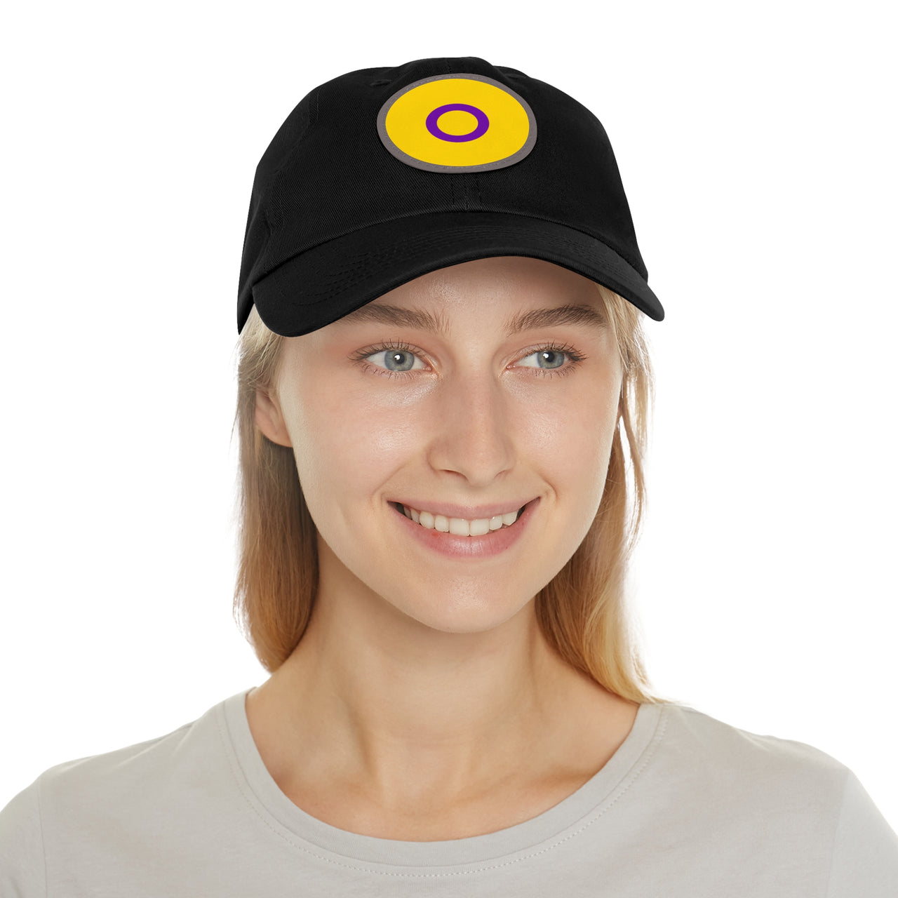SHAVA CO Intersexual Flag Dad Hat with Leather Patch (Round) Printify