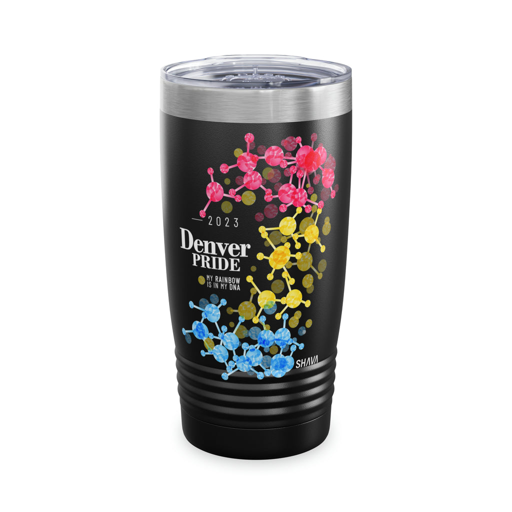 SHAVA CO Pansexual Flag 2023 Pride, Denver Ringneck Tumbler 20oz - My Rainbow Is In My DNA Printify