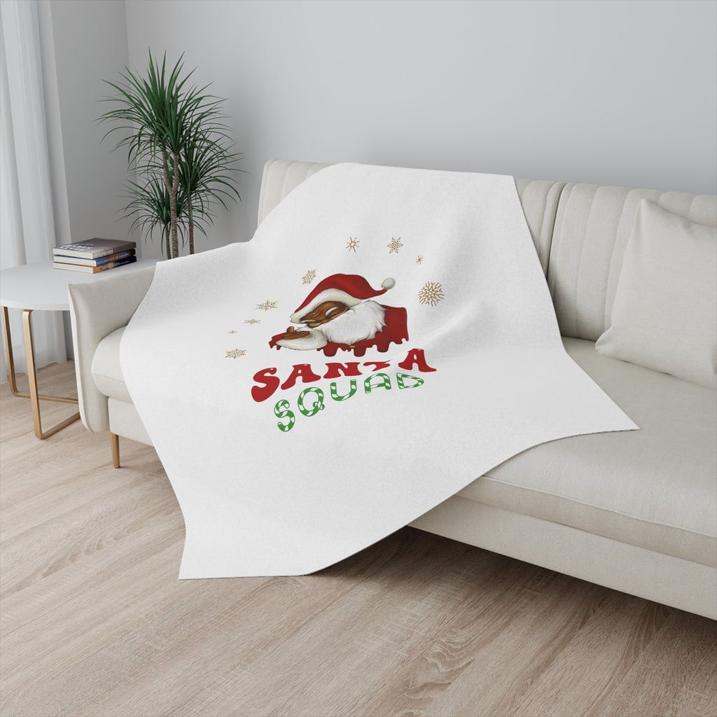 Christmas Sherpa Blanket, Merry Christmas Santa Squad Printify