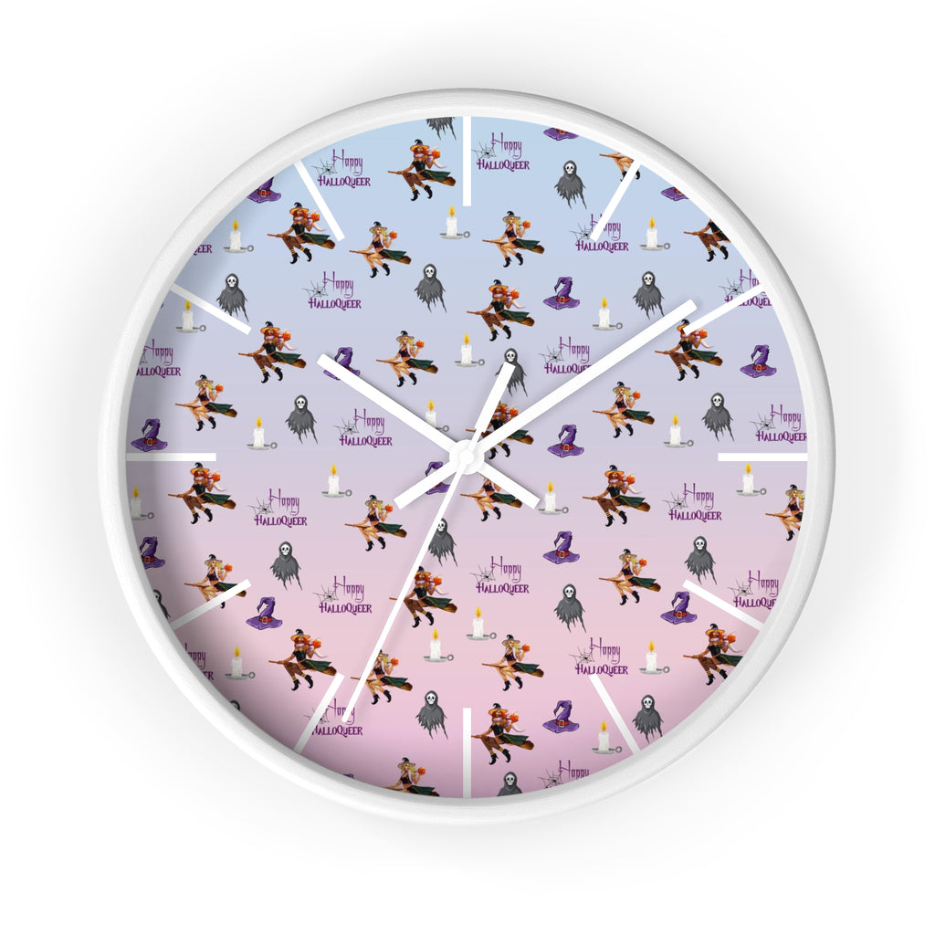 Halloween Wall Clock - Happy HallowQueer Pattern Printify