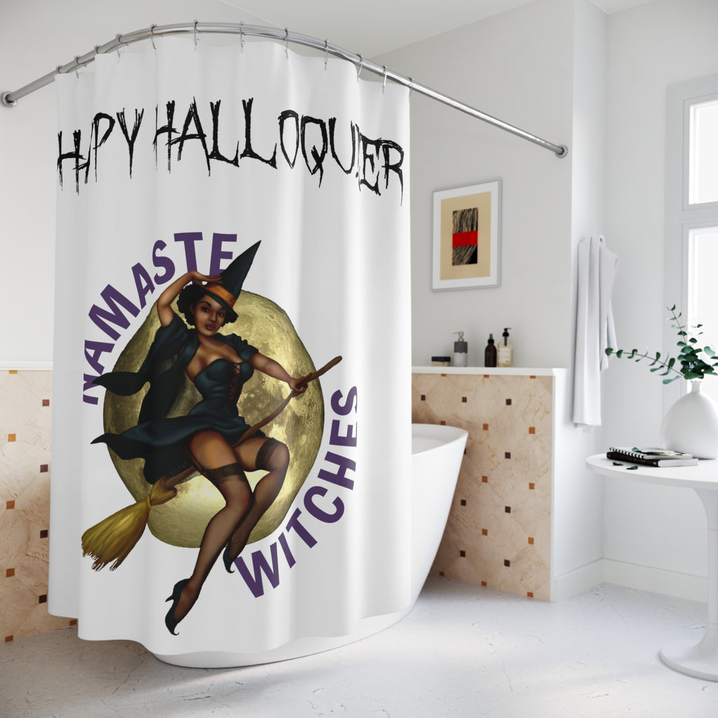 Halloween Polyester Shower Curtain - Happy Helloqueer -  Namaste Witches Printify