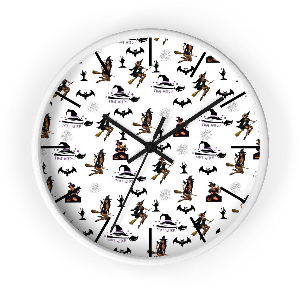 Halloween Wall Clock - That Witch Pattern Printify