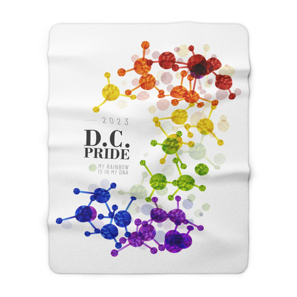 SHAVA CO Rainbow Flag 2023 Pride, Washington D.C  Sherpa Fleece Blanket - My Rainbow Is In My DNA Printify