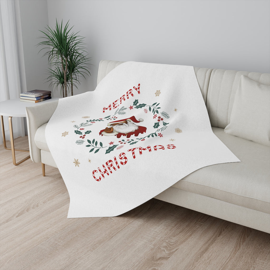 Christmas Sherpa Blanket, Merry Christmas Santa Printify