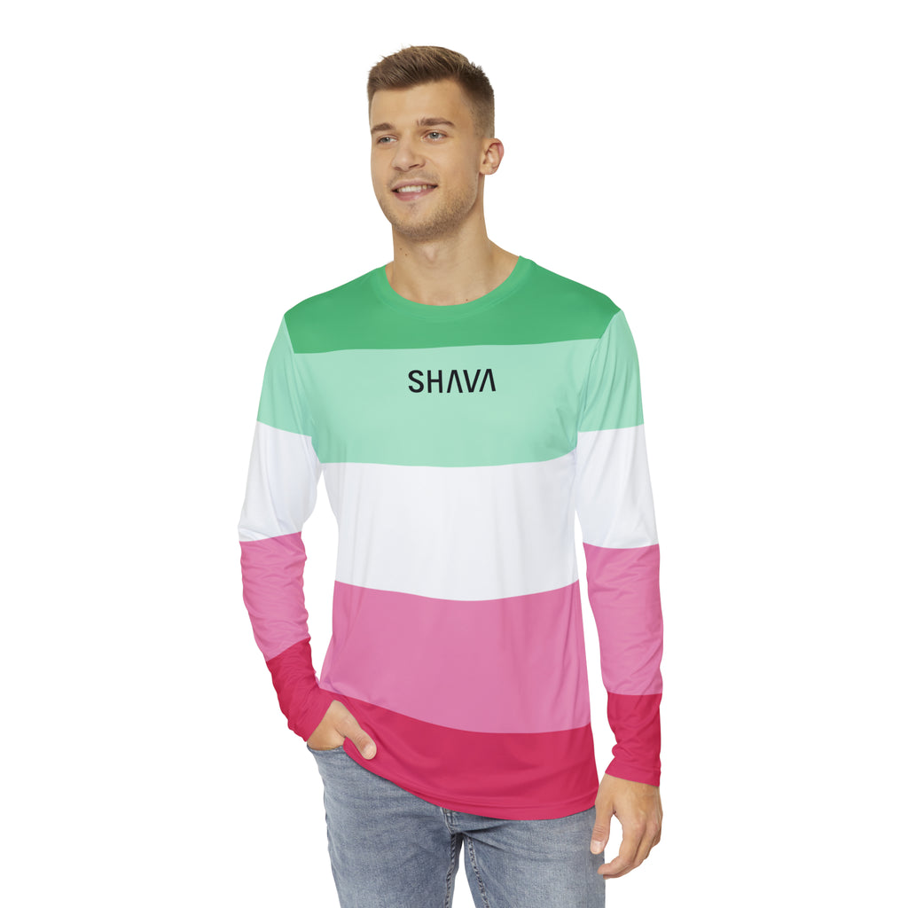 SHAVA CO Abrosexual Flag Long Sleeve Shirt Unisex Size Printify