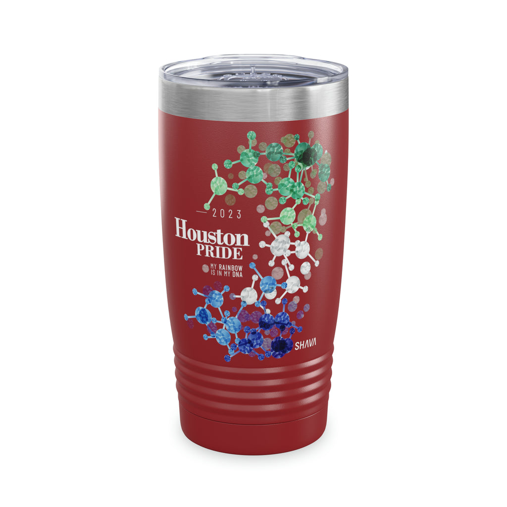 SHAVA CO Gay Flag 2023 Pride, Houston Ringneck Tumbler 20oz - My Rainbow Is In My DNA Printify