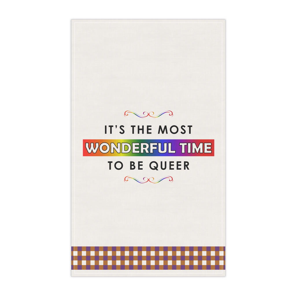 Christmas LGBTQ  Kitchen Towel - Wonderful Time To Be Queer Printify