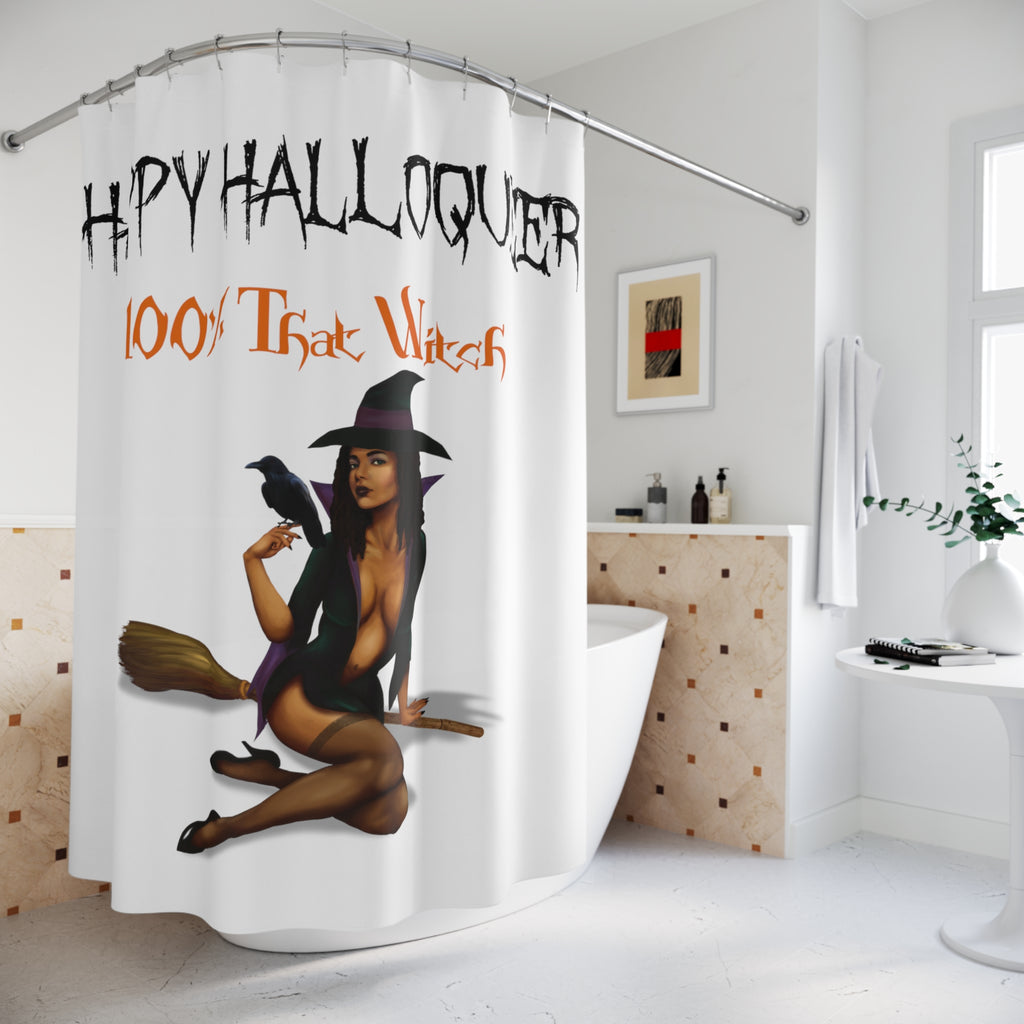 Halloween Polyester Shower Curtain - Happy HallowQueer Witch Printify