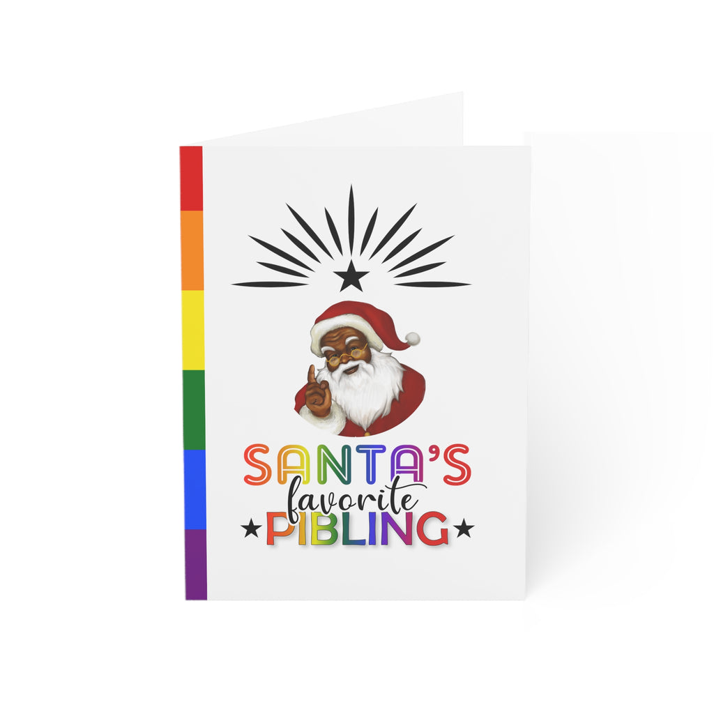 Merry Queermas Greeting Cards ' SANTA’S FAVORITE PIBLING Nonbinary Printify