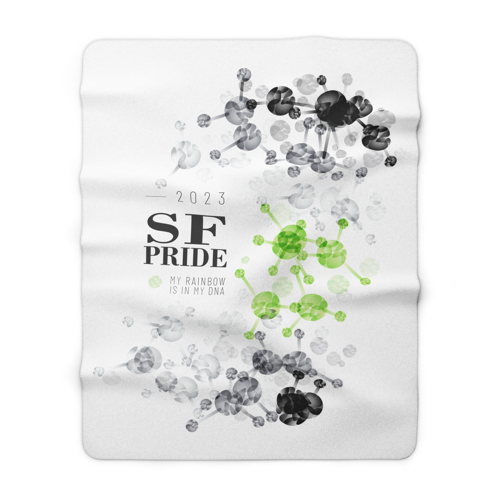 SHAVA CO Agender Flag 2023 Pride, San Francisco Sherpa Fleece Blanket - My Rainbow Is In My DNA Printify