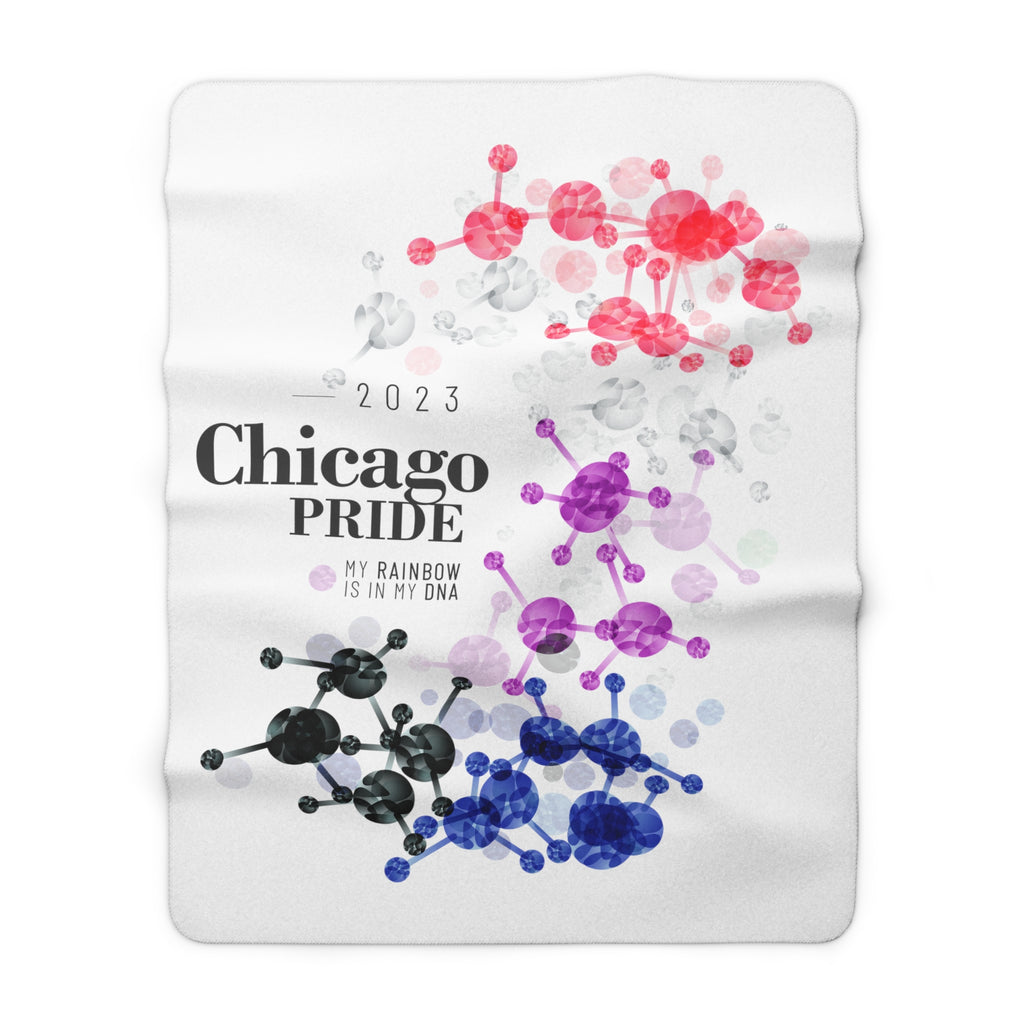 SHAVA CO Genderfluid Flag 2023 Pride, Chicago Sherpa Fleece Blanket - My Rainbow Is In My DNA Printify