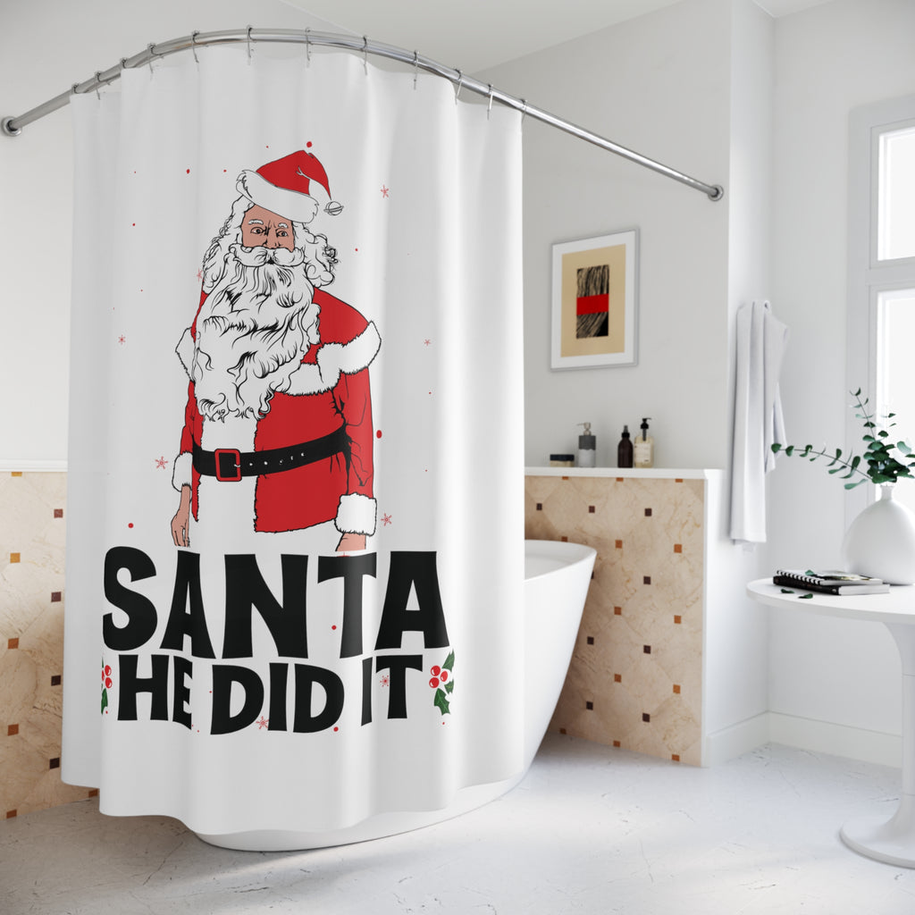 Christmas  Shower - Curtains - Santa He Did It Printify