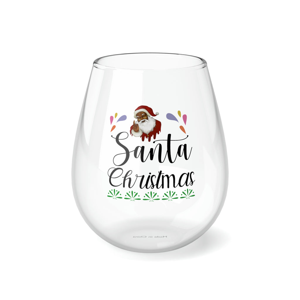 Christmas Stemless Wine Glass, Santa Christmas Printify