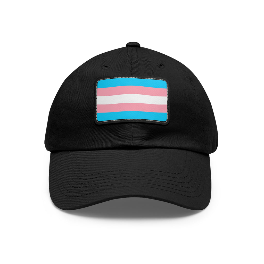 SHAVA CO Transgender Flag Dad Hat with Leather Patch (Rectangle) Printify