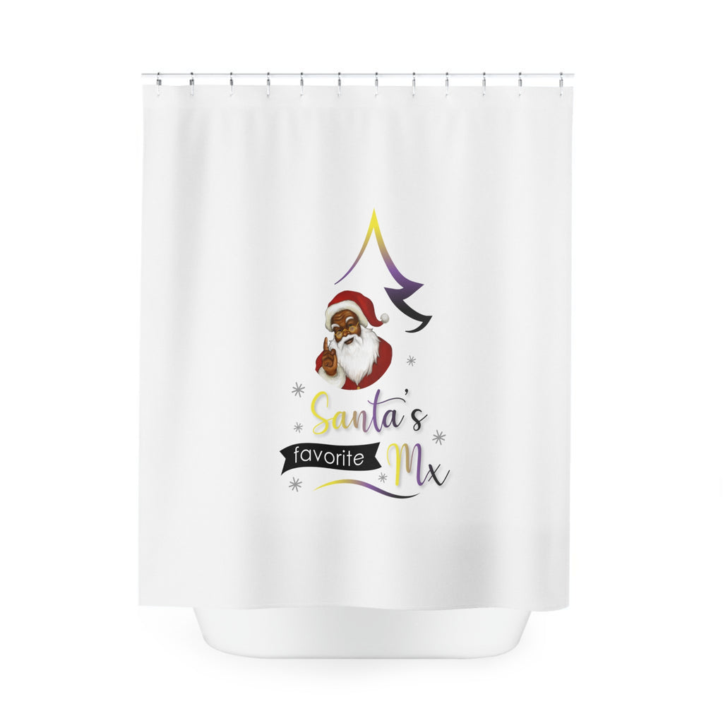 Christmas LGBTQ Shower - Curtains - Santa Favourite MX (Non Binary Colors) Printify