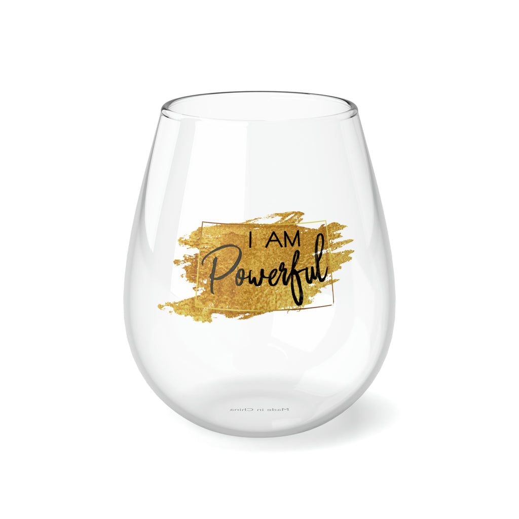 Christmas Stemless Wine Glass, I am Powerful Printify