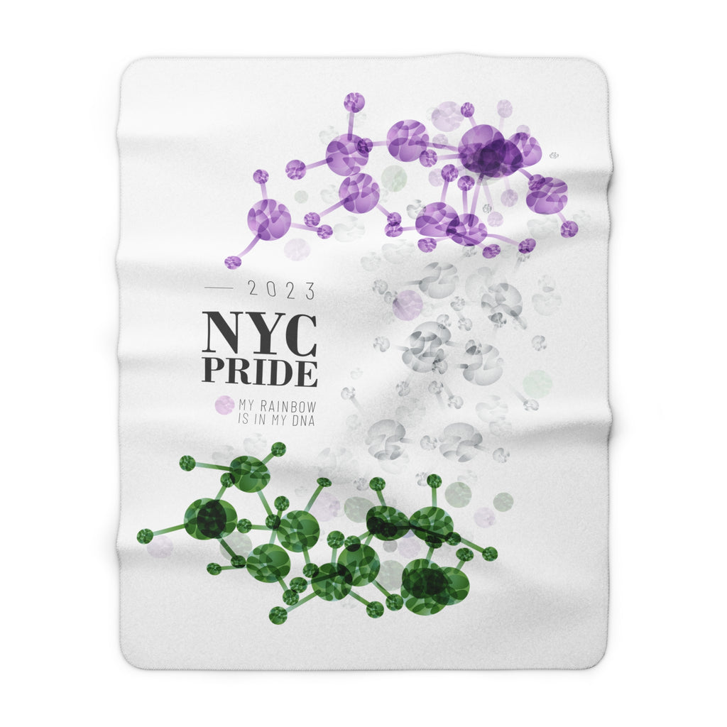 SHAVA CO Genderqueer Flag 2023 Pride, New York City Sherpa Fleece Blanket - My Rainbow Is In My DNA Printify