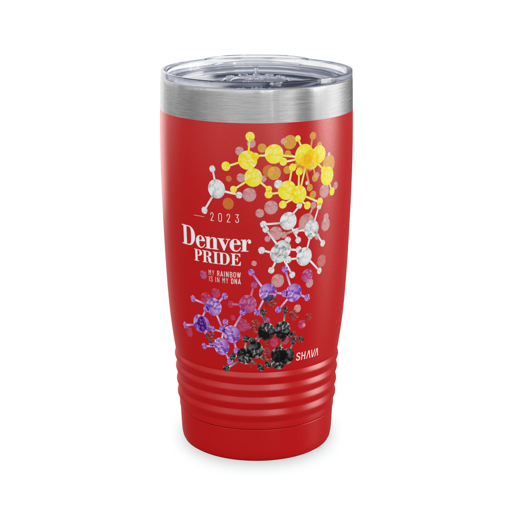 SHAVA CO Non Binary Flag 2023 Pride, Denver Ringneck Tumbler 20oz - My Rainbow Is In My DNA Printify