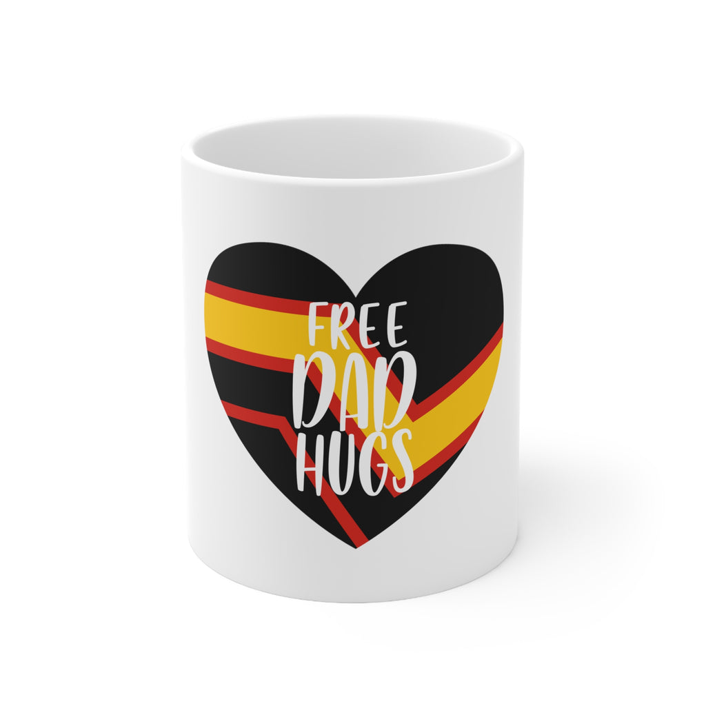Rubber Pride Flag Ceramic Mug - Free Dad Hugs Printify