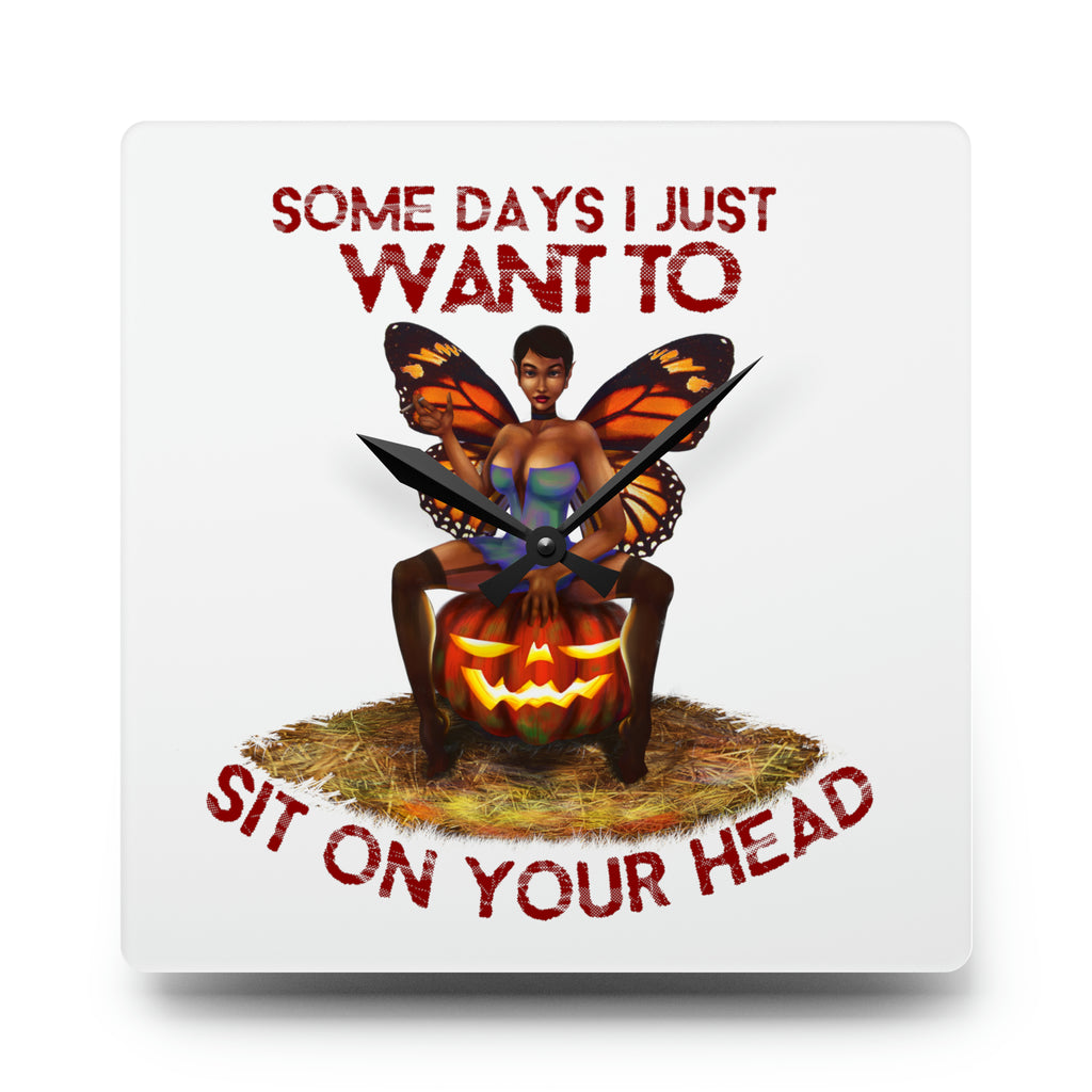 Halloween Acrylic Wall Clock - Sit On Your Head Printify