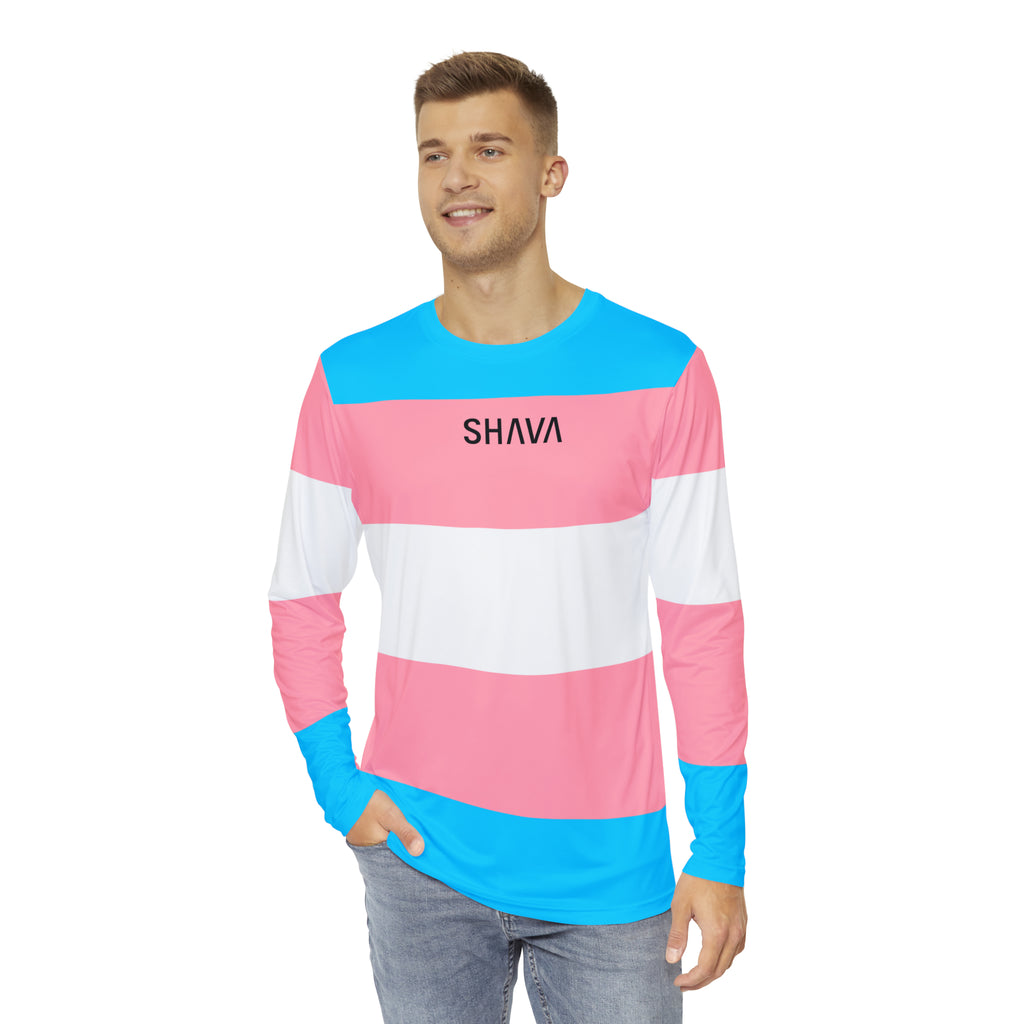 SHAVA CO Transgender Flag Long Sleeve Shirt Unisex Size Printify