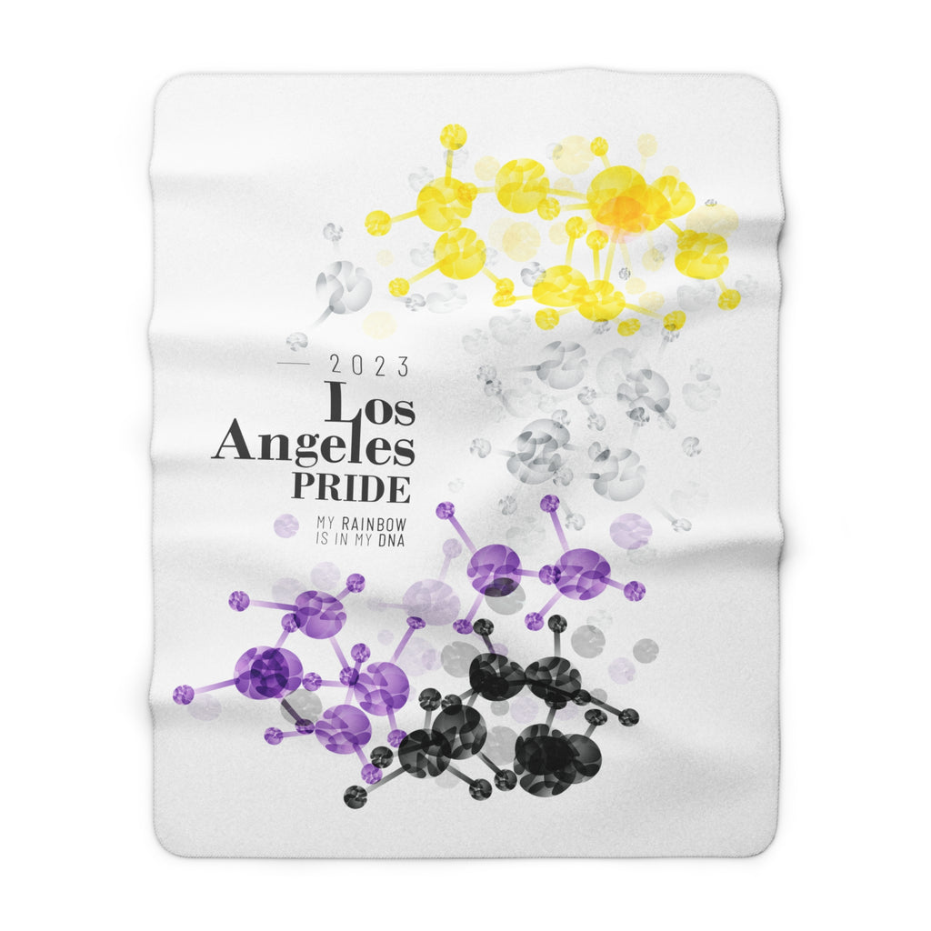 SHAVA CO Non Binary Flag 2023 Pride, Los Angeles Sherpa Fleece Blanket - My Rainbow Is In My DNA Printify