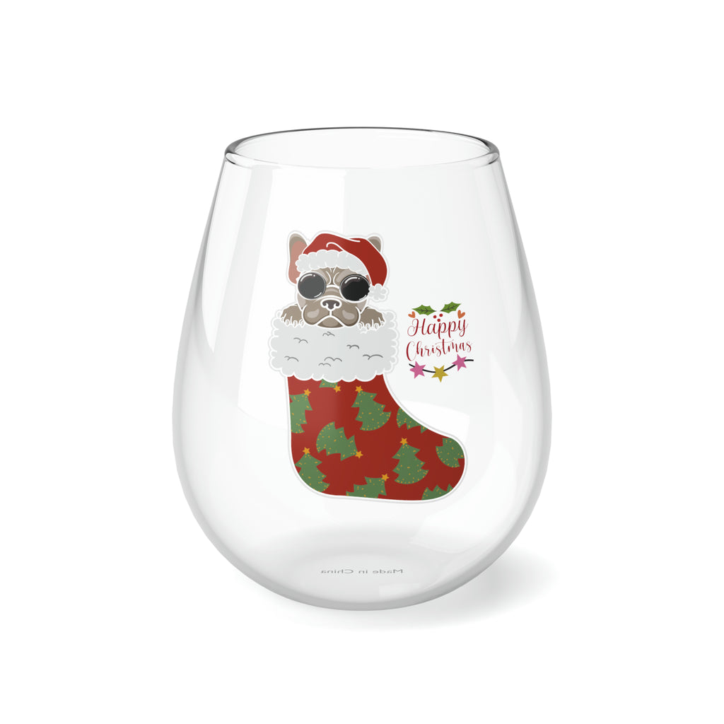 Christmas Stemless Wine Glass, Happy Christmas Printify