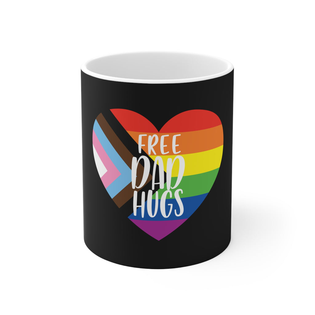Progress Pride Flag Ceramic Mug - Free Dad Hugs Printify