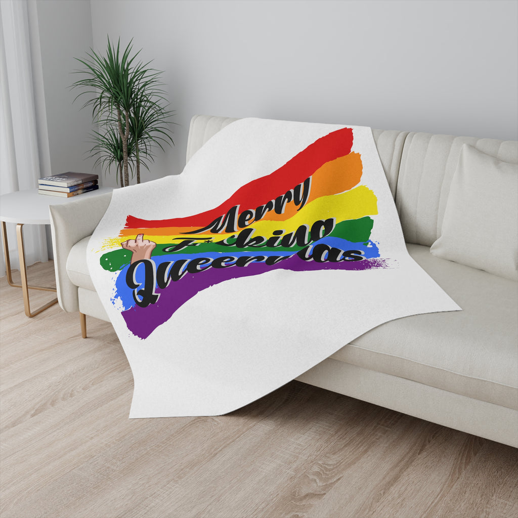 Christmas Lgbtq  Sherpa Blanket, Merry  Queermas Printify