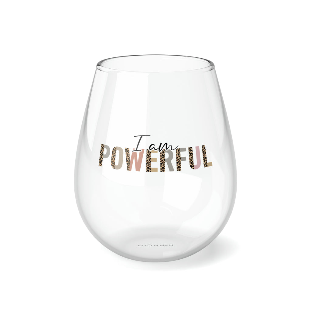 Christmas Stemless Wine Glass, I am Powerful Printify