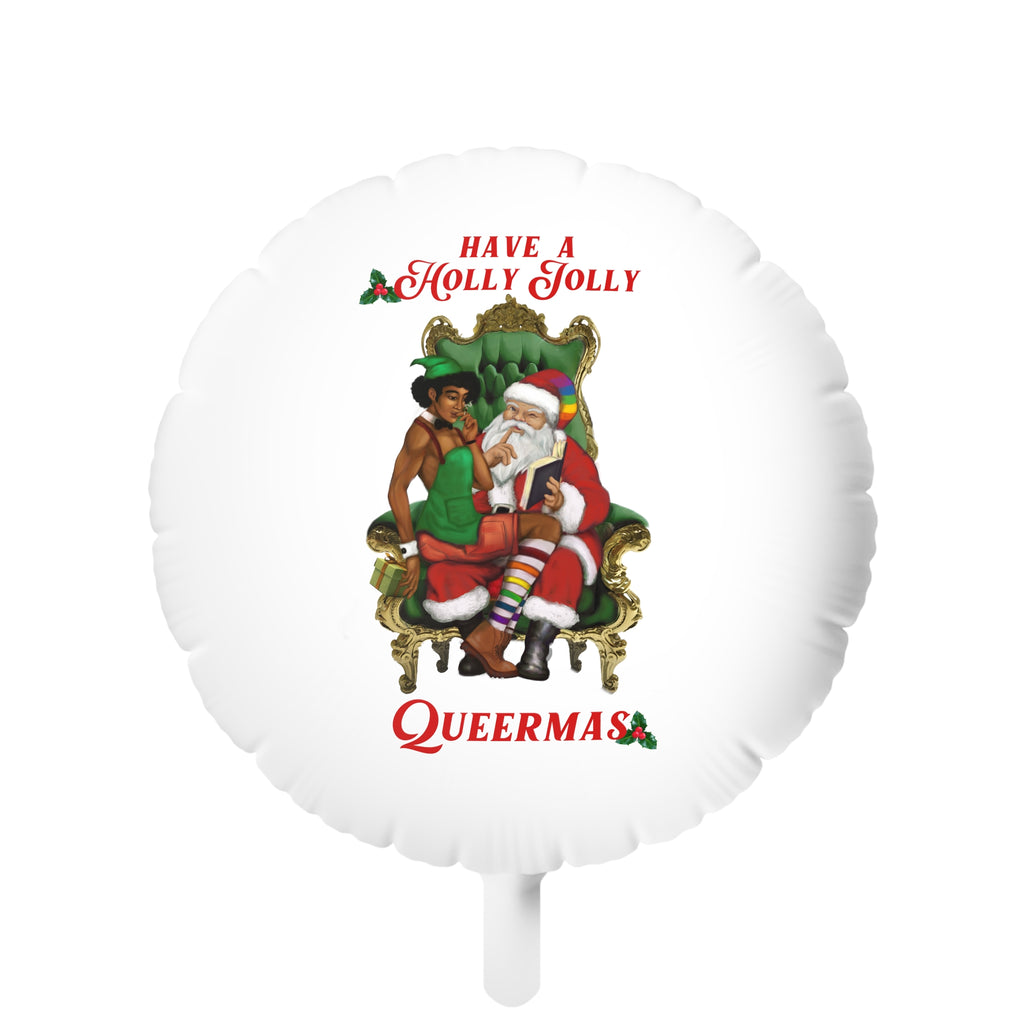 Christmas LGBTQ Mylar Helium Balloon ,Holly Jolly Queermas(Black) Printify