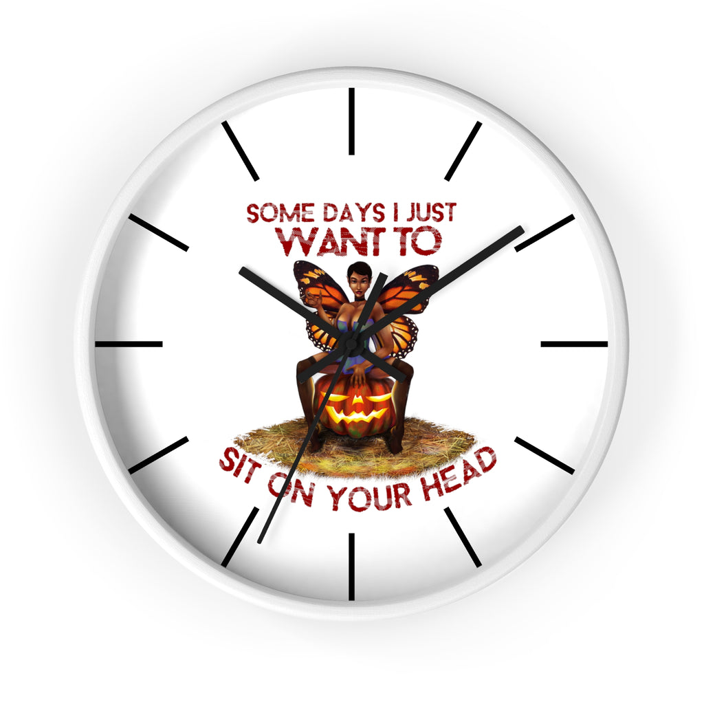 Halloween Wall Clock - Sit On Your Head Printify