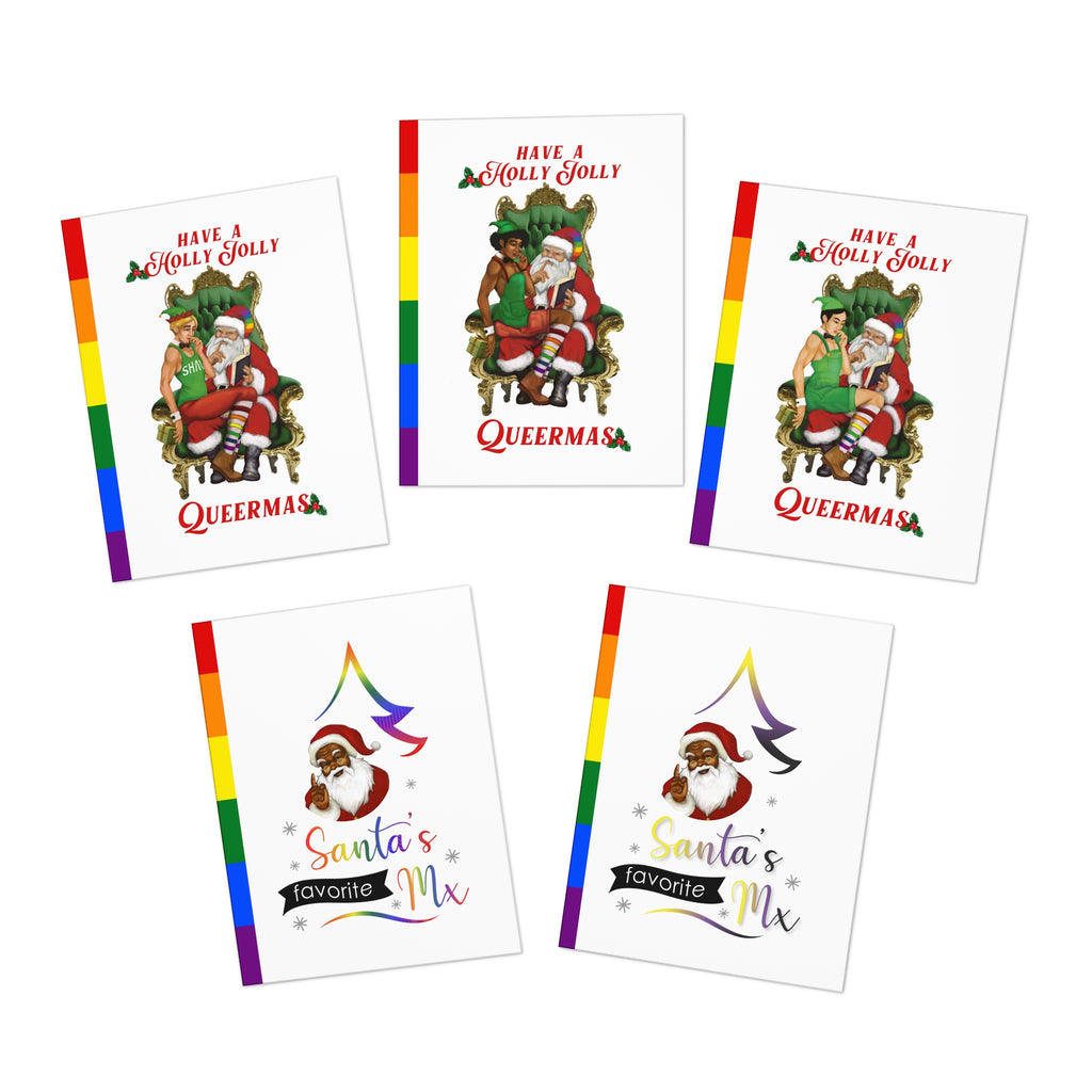 Queermas LGBTQ+IA Multi-Design Greeting Cards (5-Pack), Merry Queermas Printify