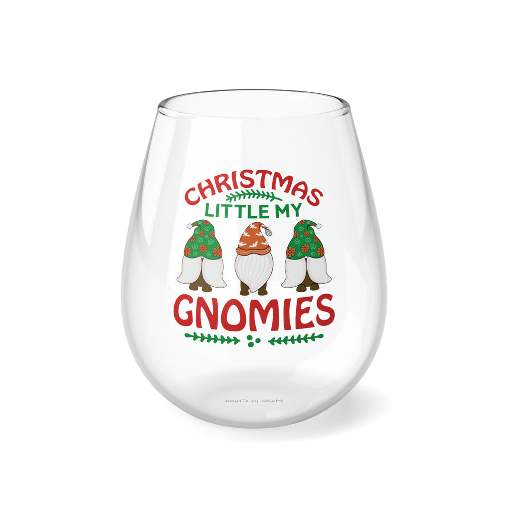 Christmas Stemless Wine Glass,Christmas little my gnomies Printify