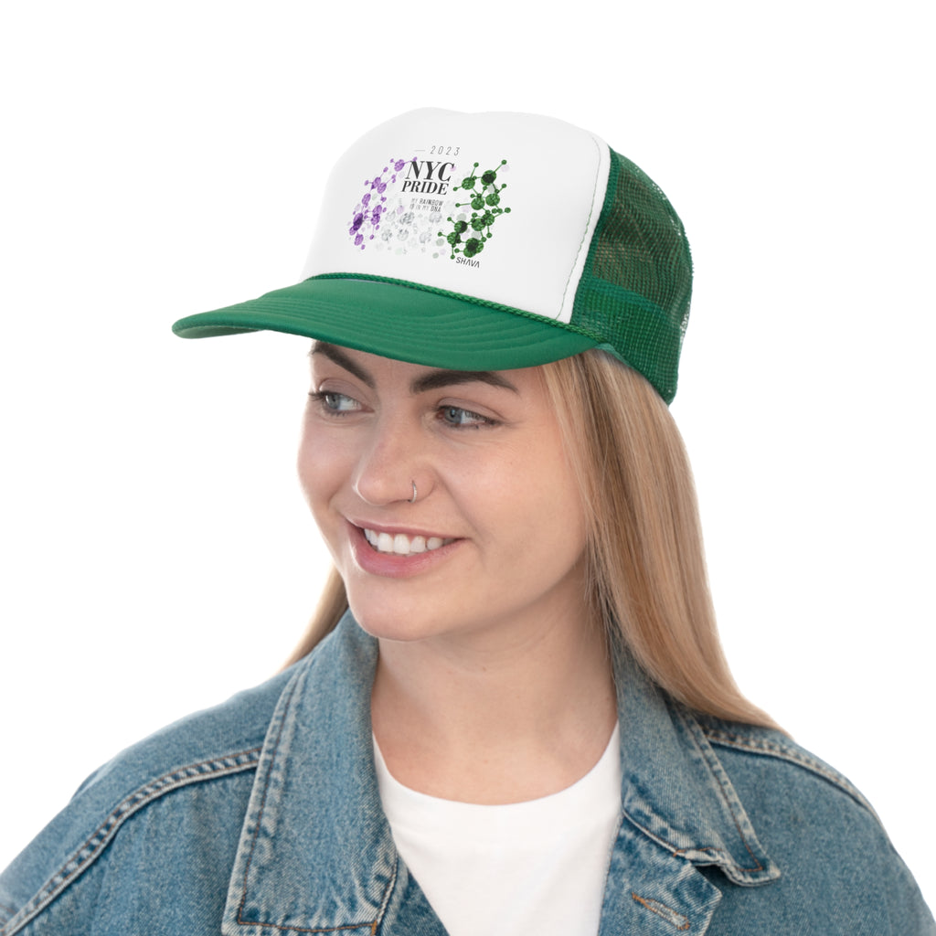 Genderqueer Flag Trucker Caps NYC Pride - My Rainbow is In My DNA Printify