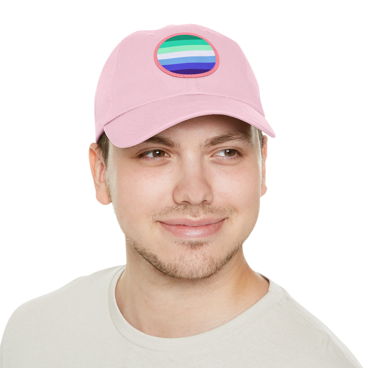 SHAVA CO Gay Flag Hat with Leather Patch (Round)