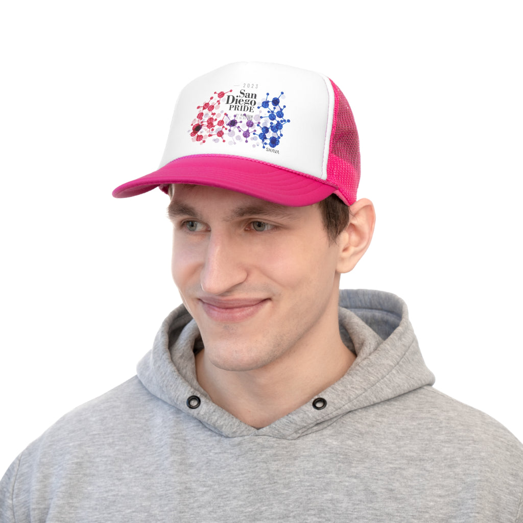 Bisexual Flag Trucker Caps San Diego Pride - My Rainbow is In My DNA Printify