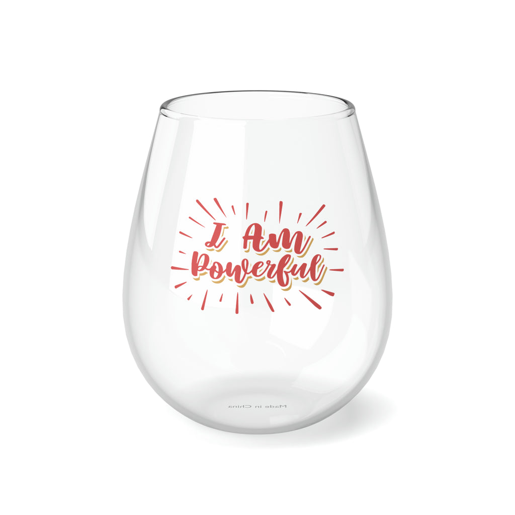 Christmas Stemless Wine Glass, I am Powerful Printify