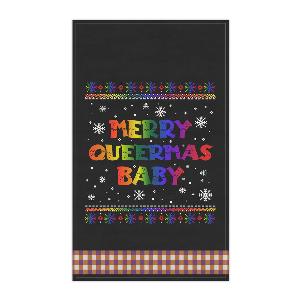 Christmas LGBTQ  Kitchen Towel - Merry Queermas Baby Printify