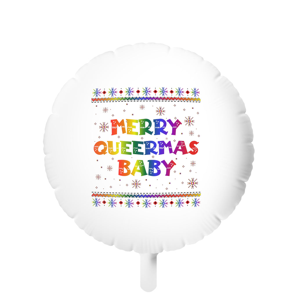 Christmas LGBTQ Mylar Helium Balloon , Merry Queermas Printify