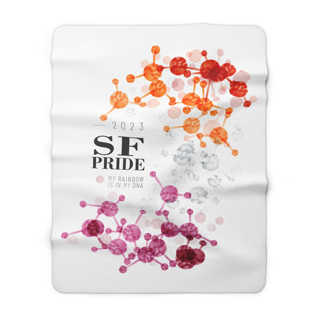 SHAVA CO Lesbian Flag 2023 Pride, San Francisco Sherpa Fleece Blanket - My Rainbow Is In My DNA Printify