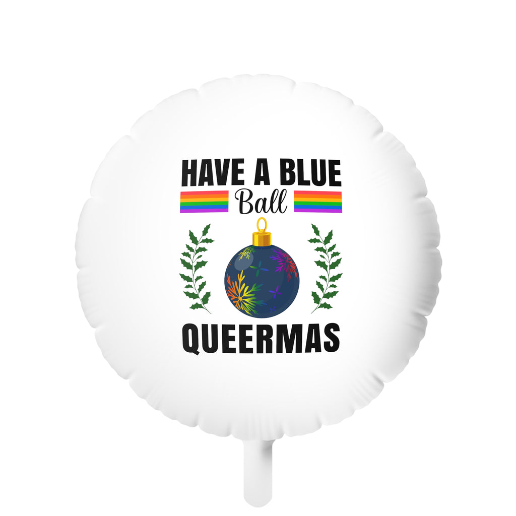 Christmas LGBTQ Mylar Helium Balloon , ball blue Printify