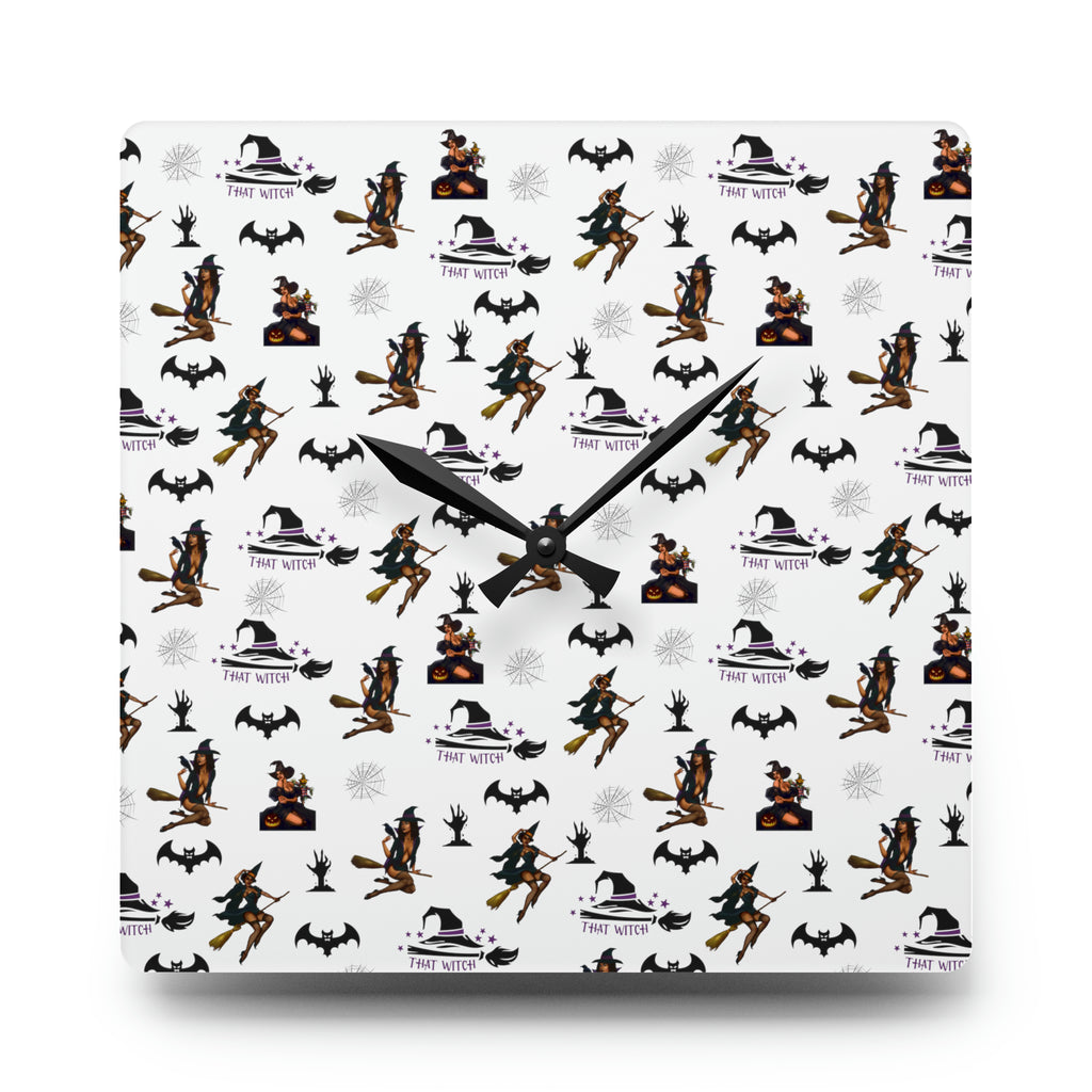 Halloween Acrylic Wall Clock - That Witch Pattern Printify