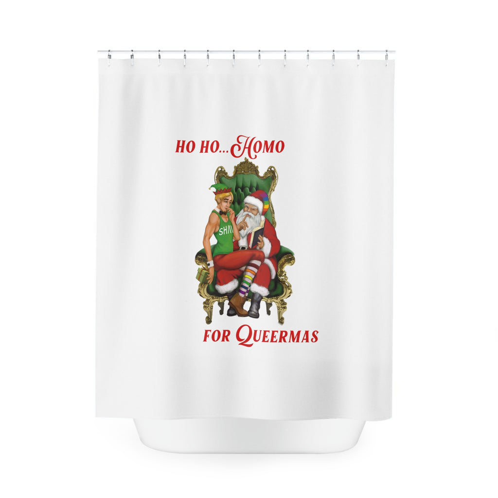 Christmas LGBTQ Shower - Curtains - HO HO Homo For Queermas (SHAVA) Printify