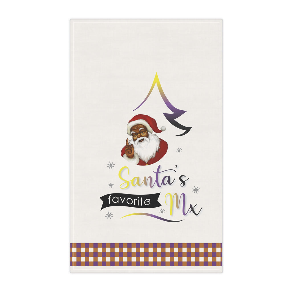 Christmas LGBTQ  Kitchen Towel - Nonbinary Santa's Favorite Mx Printify